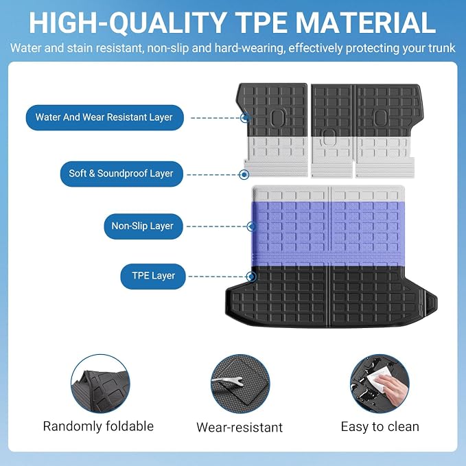 Xipoo Cargo Mats Backrest Mat Compatible with 2022-2026 Tucson | TPE Trunk Mats Cargo Liner Replacement For 2022 2023 2024 2025 2026 Tucson Accessories (Rear Trunk Mat+Rear Backrest Mat) - Image 5