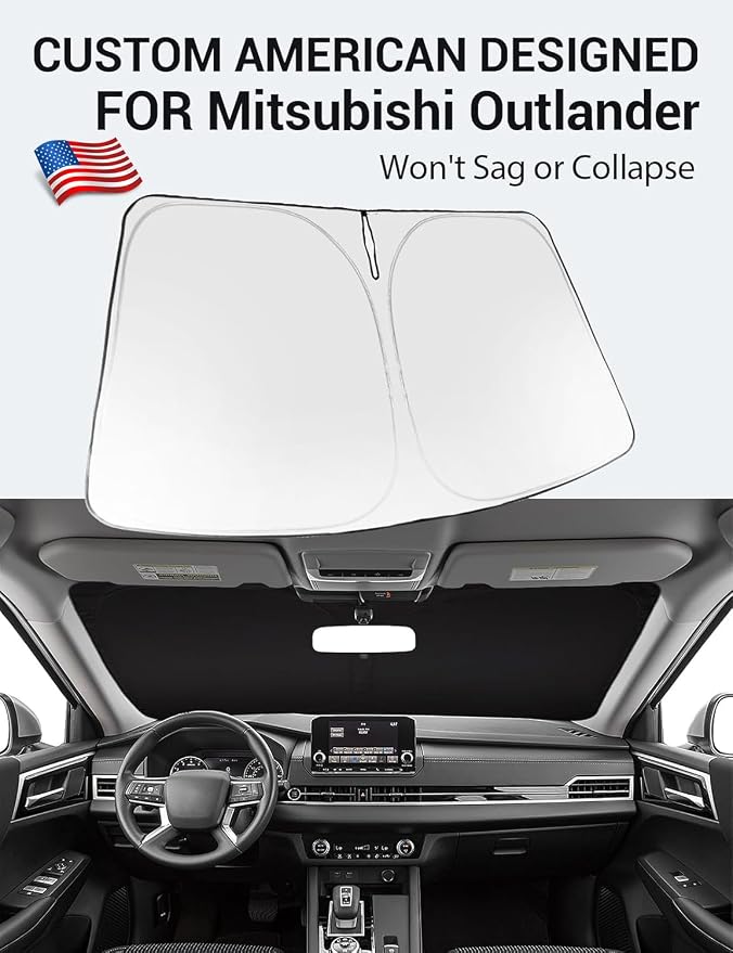 Proadsy Custom Fit 2022-2026 Mitsubishi Outlander Car Windshield Sun Shade | 240T Heat Shield, Drops Temp 54°F, Blocks 99% UV, Prevents Dashboard Cracking, Summer Parking & Beach Trips, Easy Twist-Fold - Image 2
