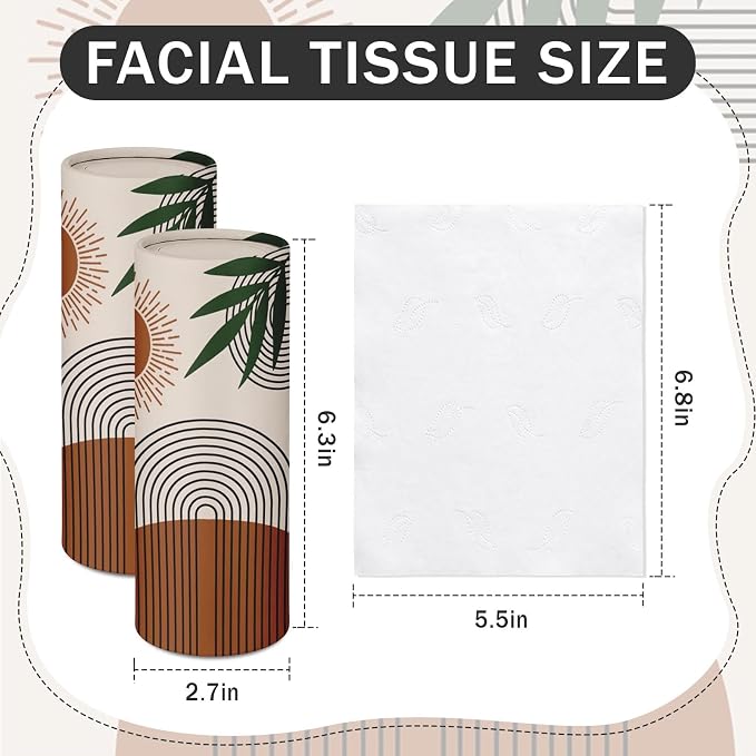 Arttown Car Tissue Holder for Cup Holder Facial Tissues 12 Pack Boho Modern | Bulk 3-Ply,Refillable Marble Print Cylinder Tissue Boxes,Fit Car Home Office School (600 Sheets Total,50 Sheets Each) - Image 2