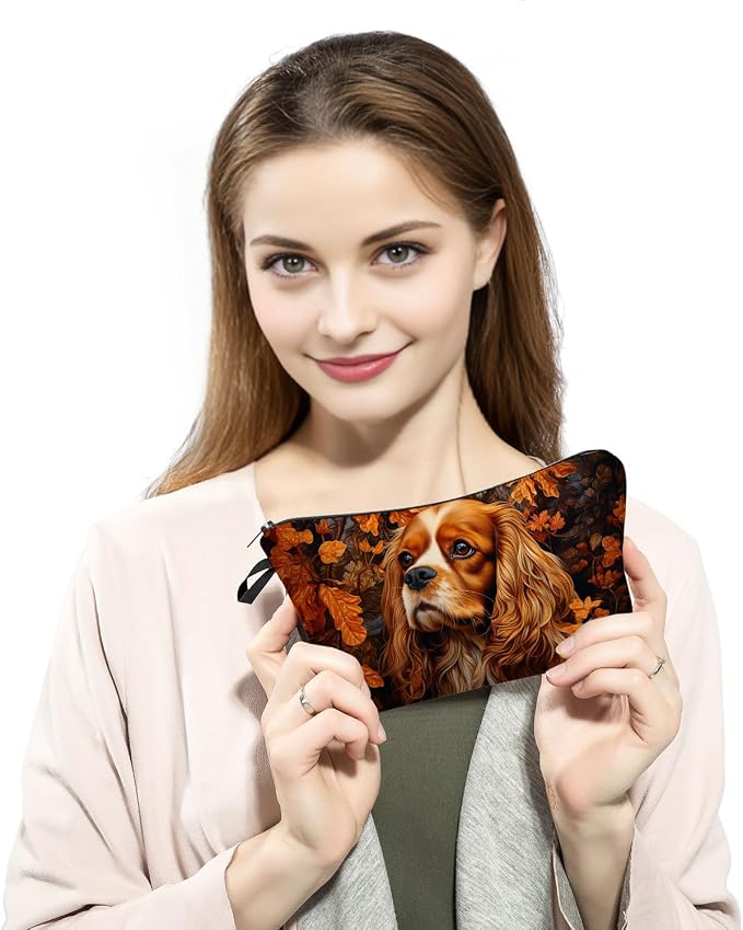 Cavalier King Charles Spaniel Makeup Bag for Women Travel Cosmetic Organizer Bag Teacher Appreciation Gifts Small Zipper Toiletry Bag - Image 3
