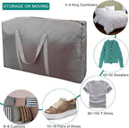 100L Extra Large Storage Bags, Big Moving Bags with Strong Zippers & Carrying Handles, Packing Bags for Moving, Storage, Travel and Camping, Storage Totes For Space Saving (Grey, 4 Pack) - Image 6