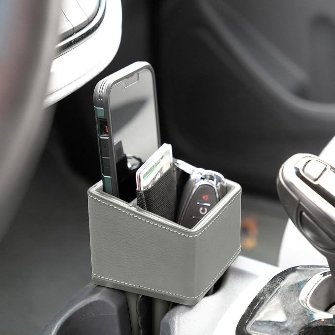 SUPERIOR ESSENTIALS Car Phone Holder & Key Storage Expander for Cupholder - Universal Size Phone Mount for Car - Elegant Design with Easy Installation - Effortless Charging Cell Phone Holder for Car - Image 9