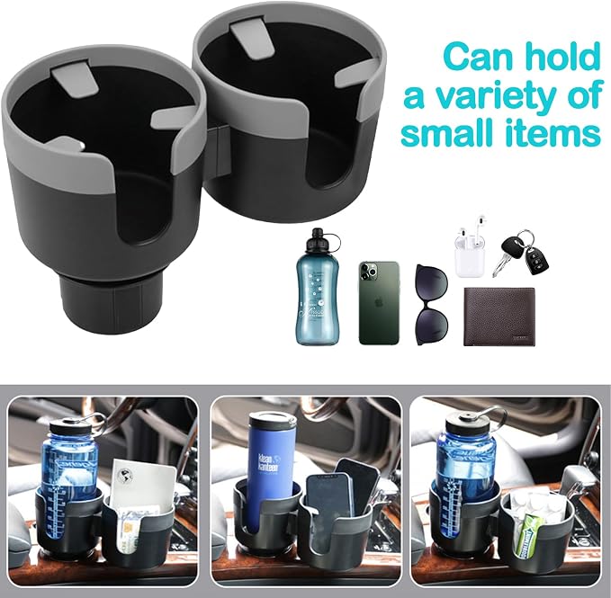 Water Cups Holder Expanders 2 in 1 Cup Holders Drinks Storage Expander Case for Cars Trucks Autos Universal Car Cup Holder for,Insert with Expandable Base, Fits Yeti, Hydroflask, Large Water Bottles - Image 2