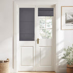 NICETOWN Grey Magnetic Blackout No Drill French Door Curtain for Window | Thermal Insulated Short Curtain Blinds, Tie Up Roman Shade, Front Sidelight Curtains for Window Glass 24" W x 48" L, 1 Panel by NICETOWN