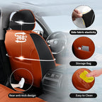Fit CHR Premium Leather Car Seat Covers for Toyota CHR 2018-2021 2022 - Waterproof，Breathable，All-Weather Seat Cushion Protecto & Airbag Compatible, Full Set Orange&Black - Image 4