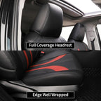 EKR Civic Seat Covers Custom Fit for Honda Civic (Hatchback) 2017 2018 2019 2020 2021 (Rear W/Armrest),Waterproof Leather Car Seat Cover Full Set,Faux Leather(A5808-Black+Burgundy) - Image 4
