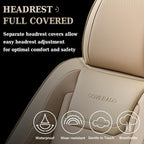 Coverado Car Seat Covers, Front Covers for Cars, Car Seat Cover Front Seats, Car Seat Protector Waterproof, Leather Car Seat Cushion, Universal Interior Covers Seat Protectors for Most Cars Beige - Image 5