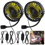 Glooglitter 2 Pcs Car Fan USB for Rear Seat Passenger Portable Headrest 360 Degree Rotatable 3 Speed 12v/ 24v Automobile Ventilation Fan with Clip for SUV Backseat, RV, Vehicles(Practical,Black) by Glooglitter
