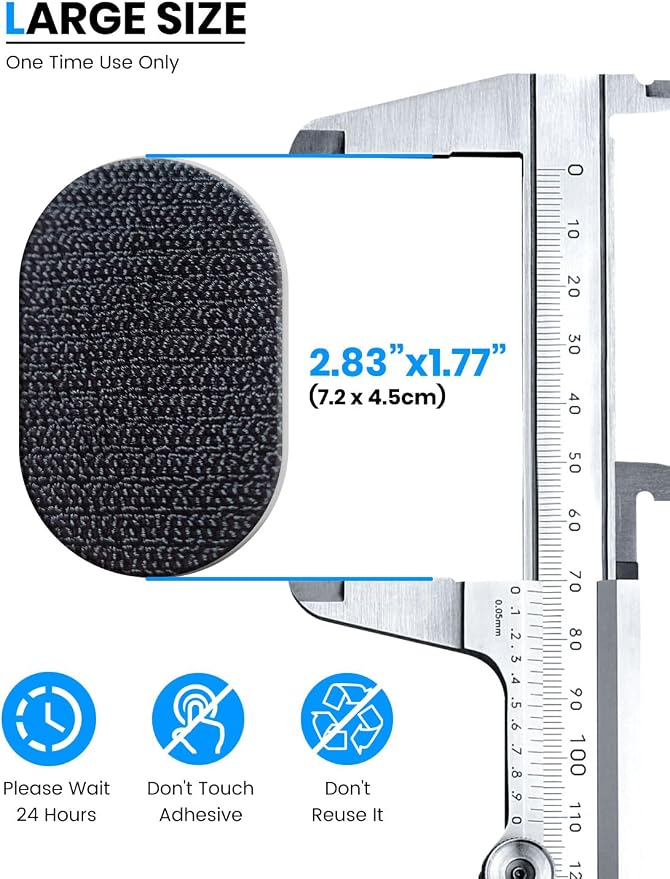 2.83" X 1.77" 2 Pack Single-Sided 3M VHB Adhesive Pad with Loop Strip | Sticker Pad Replacement, Only Compatible with eSamcore #253 Magsafe Car Mount Detachable - Image 3