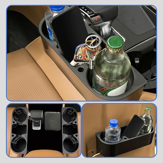 2PCS Seat Wedge Cup Holder for Car, Seat Gap Filler Cup Organizer Storage Box with Coaster(Black) - Image 7