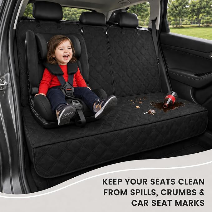 Dog Car Seat Protector, Back Seat Cover for Dogs, SUV & Car Seat Covers 52" | Fits small cars & subcompact SUVs; protects rear bench and car interior from pet hair, kid spills, baby boy messes, and dirt. - Image 3