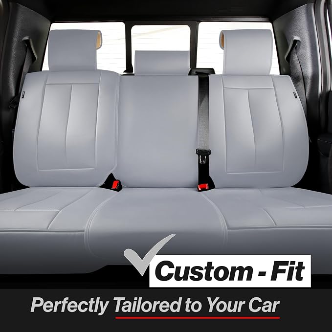 Coverland Custom SUV Car Seat Covers for 2006-2014 Subaru Tribeca | Premium Waterproof Faux Leather Non-Slip Memory Foam Airbag Compatible Custom Fit Interior Protector [Rear Seat-Gray] - Image 2