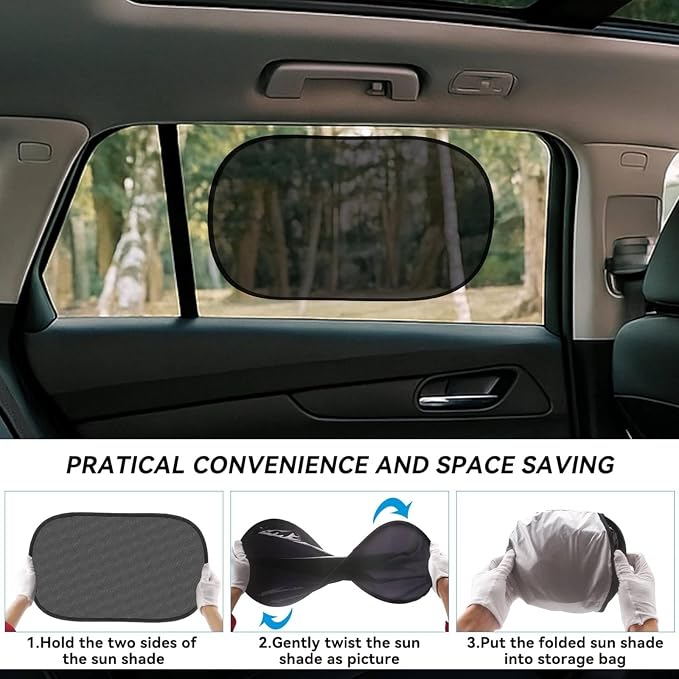 Car Window Shade for Baby -Glare Shield and UV Rays Protection for Your Child, Car Shades for Side Windows 4-Pack-19 X 12" Window Shade (Black 4 pcs) - Image 6