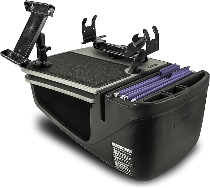AutoExec AE-GMCD-PM-PS-TAB-GT GripMaster Car Desk for Your Vehicle Workstation and Mobile Office, Grey with Phone Mount, Printer Stand and Tablet Mount | Phone Mount, Printer Stand, Tablet Mount, Vehicle Workstation, Mobile Office by AutoExec