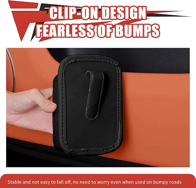 Car Door Cup Holder, Clip On Waterproof Car Window Cup Holder, Multifunctional Leather Door Storage Pocket, Universal Auto Interior Organizer Accessories for Most Cars (Black) - Image 4