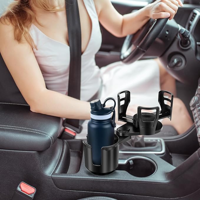 Universal 2 in 1 Car Cup Holder Expander with Adjustable Base, Fits Most Bottles - Image 2