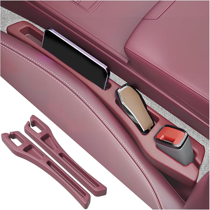 2PCS Car Seat Gap Filler Organizer,2 in 1 Car Gap Filler (Red) | Multifunctional Design,Fill and Storage Function for Storing Phones Keys Cards,No Drop Seat Guard for Cars Suvs Trucks by Unknown