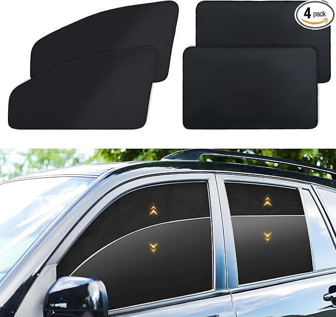 ZATOOTO Magnetic Side Window Sun Shade 4 Pack, Privacy & Insulation | 100% Blackout & UV Protection, Heat Insulation, Universal Size, For Baby Camping, Road trips, Napping or Rest by ZATOOTO