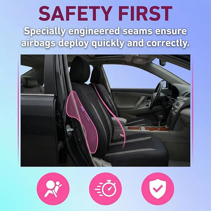 Car Seat Covers, Breathable Split Anti-Slip Vehicle Front Seat Protector with Removable Headrest Guard, Automotive Interior Chair Protective Covers, Universal for SUV Automobile Truck (Gray) - Image 2