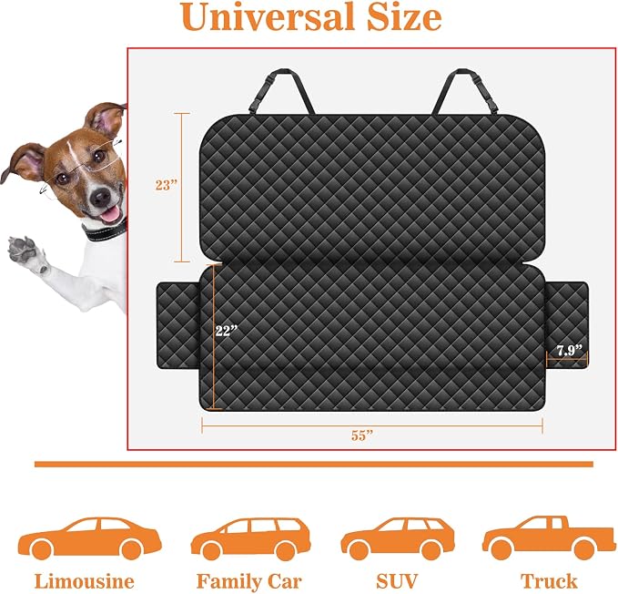 Meolsaek Dog Car Seat Cover Back Seat,Waterproof Nonslip Seat Protector | 600D oxford fabric,55"x45" size fits most cars,trucks,SUVs,Anti-slip,Waterproof,Easy to clean dog seat cover for back seat - Image 5