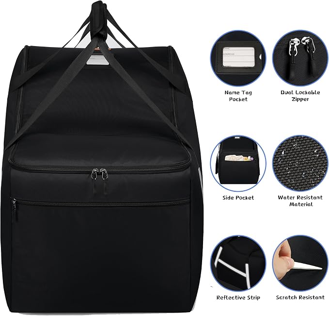 Infant Car Seat Travel Bag for Airplane Compatible with All Nuna Pipa Car Seat and Base,Chicco KeyFit 30 and Base, Padded Car Seat Bags for Air Travel,Car Seat Gate Check Bag with Side Pocket, Black - Image 3