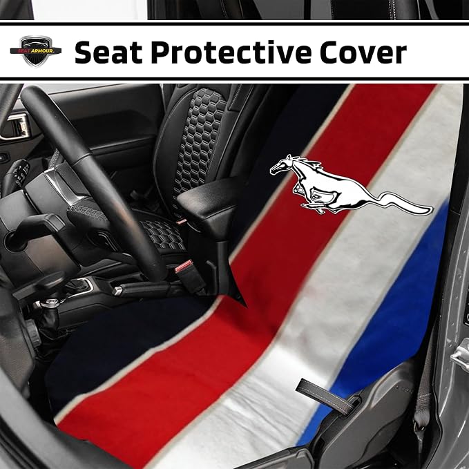 Seat Armour Seat Protector Towel for Mustang Pony Tribar – Soft Machine Washable Car Seat Cover Towel – Easy to Install, Multipurpose Car Seat Towel - Image 2