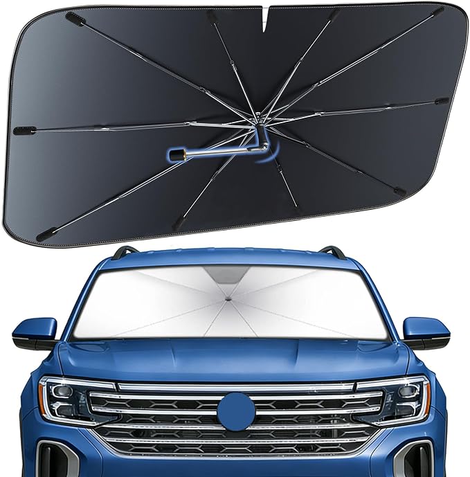 Windshield Sun Shade Umbrella for Volkswagen Atlas 2018-2026 Front Window | Heat-Reflective Window Shade, Umbrella Sunshade Cover Blocks Heat, Protects Interior, Vehicle-Specific Precision Fit by Fshaanys