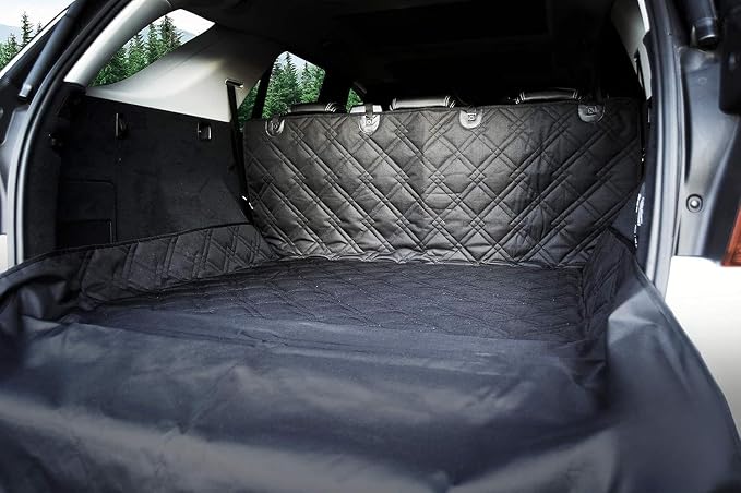 Bulldogology SUV Cargo Liner for Dogs 55"x106" Heavy Duty Pet Trunk Cargo Cover - Dog Car Seat Cover Waterproof Nonslip - Dog Hair, Muddy Paws, Scratches Cover Protector for Cars Vans (X-Large, Black) by BulldogologyPetSolutions
