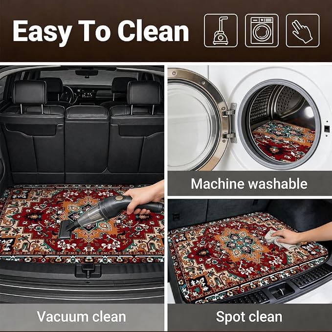 Car Trunk Mat for SUV, 31"x47" Colorful Persian Cargo Liner Protector | All Weather Universal Cargo Liners for Dogs, Car Accessory for SUVs/Sedan/Wagons, Durable Non-Slip Washable Rear Cargo Mat - Image 6