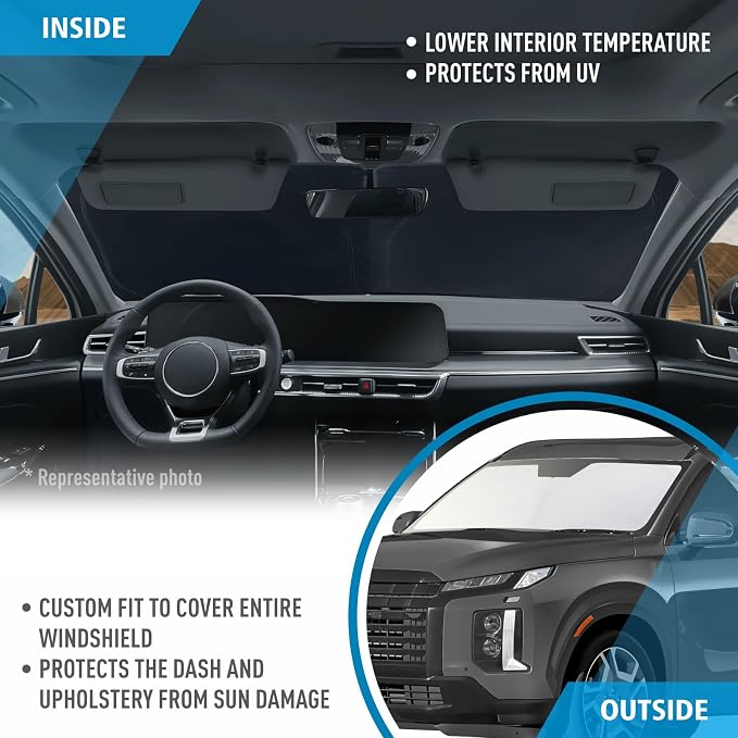 CLIM ART Windshield Sun Shade for Hyundai Palisade 2020-2025, Custom-Fit Foldable Car Sunshade, Vehicle Sun Protector, Front Auto Windshield Cover, Car Accessories - WS2003 - Image 5