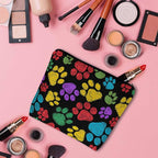 Woman Makeup Bag Dog Paw, Rainbow Doodle Paw Prints Cat Footprint Makeup Bags Travel Cosmetic Bags Toiletry Makeup Organizer Pencil Pouch Make Up Cosmetic Bag For Owners Lady Birthday Gifts - Image 3