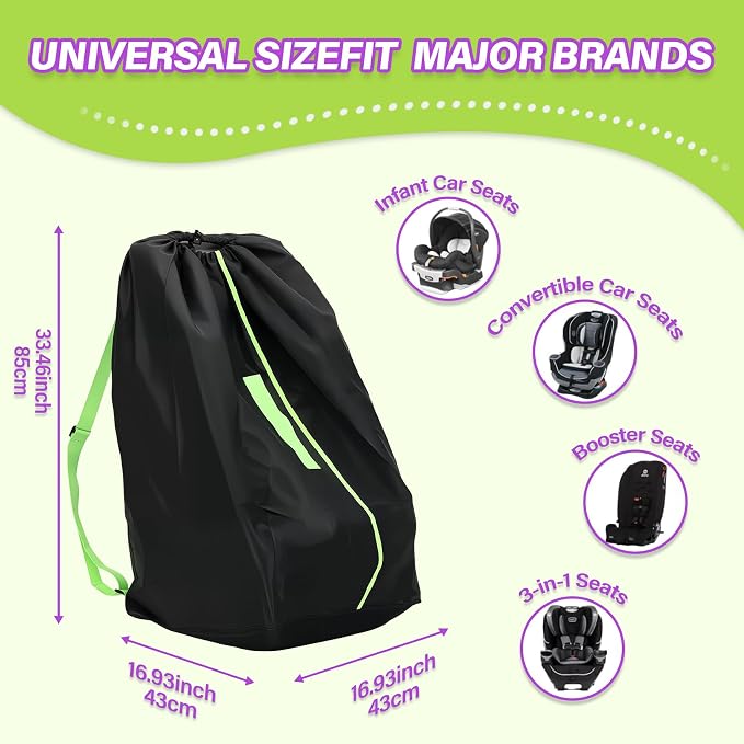 Saranna Car Seat Travel Bag for Airplane: Car Seat Bags for Air Travel Fit All Car Seats, Infant Carriers & Booster Seats,Large Car Seat Bags for Air Travel with Shoulder Straps and 2pcs Luggage Tags - Image 4