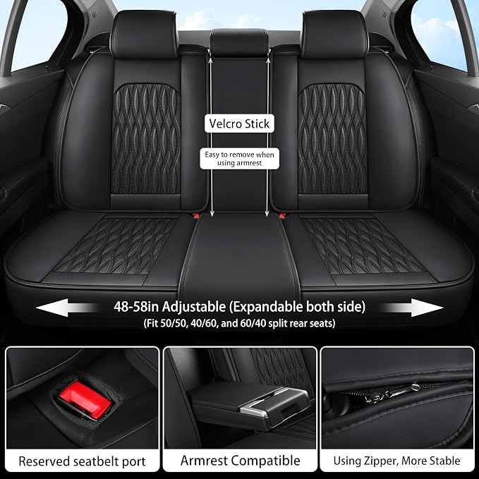 WELLDO Car Seat Covers, 5 Seats, Black-w02 | Waterproof, Scratch-Resistant, Breathable & Easy to Clean, Universal Fit for SUV Sedan Truck, Full Set - Image 8