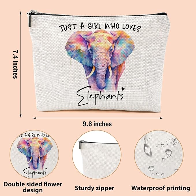 Elephant Gifts for Women Makeup Bag, Elephant Stuff Cosmetic Bag | Travel Organizer Bags, Elephants Lovers Makeup Pouch, Christmas Birthday Animal Lovers Gifts for Women Girls Friends Daughter - Image 2