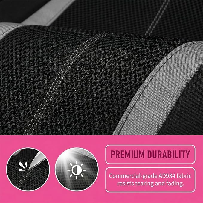 Car Seat Cover Full Set, Breathable Split Anti-Slip Vehicle Front Rear Seat Protector with Removable Headrest Guard, Automotive Interior Chair Protective Covers, Universal Fit (Gray) - Image 4