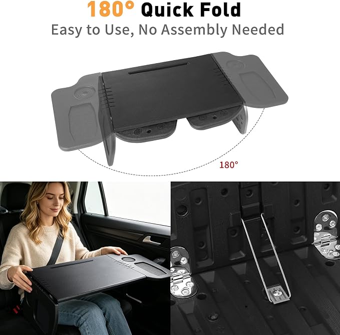 Tesla Model 3 Model Y Car Desk, Triple Foldable Laptop Table Food Tray, Portable Full Size Car Table with Cup Holder, Multipurpose Tray for Eating Working Travel Camping Accessories - Image 5