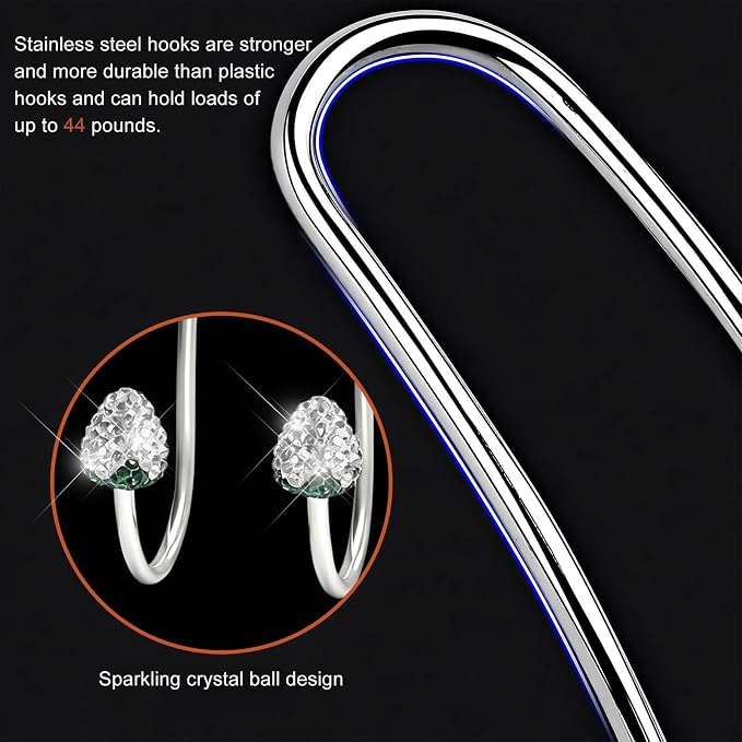 2 PCS Car Headrest Hooks Decorations, Bling Strawberry-Shaped Auto Backseat Hangers, Stainless Steel Purse Hook Diamond Seat Back Storage Holder for Most Cars Trucks SUVs (White) - Image 5