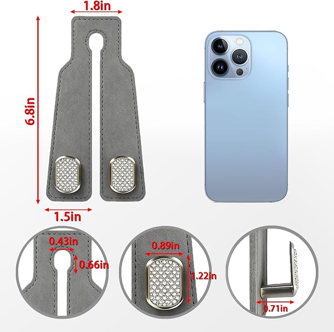 Car Hooks for Headrest: 2Pc Car Seat Back Storage Headrest Hook - Premium Leather Double Metal Hook - Purse Hook For Car Headrest - Car Headrest Hooks for Purses, Handbags, Bags - Grey Diamond - Image 3
