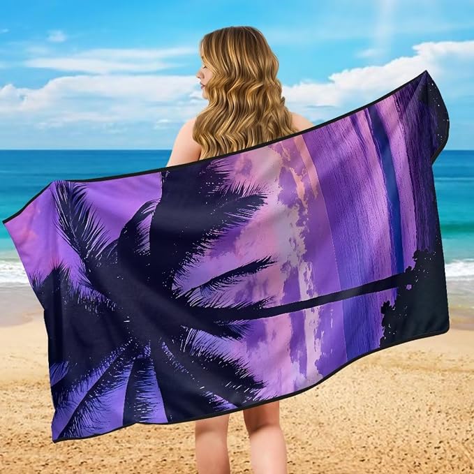 Beach Palm Tree Towel Seat Covers for Cars Front Seat Towel Cover | Tropical Palm Tree Sweat Seat Cover Protector with Storage Bag Car Interior Accessories for Swimming Yoga Beach Towel - Image 5