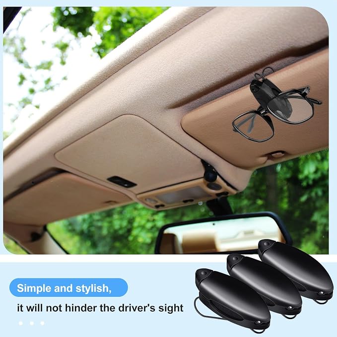 Frienda 10 Pieces Auto Car Vehicle Sun Visor Clip Holder for Sunglasses Glasses Holder Hanger Eyeglasses Mount Ticket Card Clip Car Accessories(Black) - Image 5