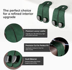 CoBak Purse Hook for Car - Universal Premium Stitched Leather and Aluminum-Magnesium Alloy Double Car Seat Back Storage Hook for Purses, Handbags, Bags (2 Pack),Emerald - Image 2