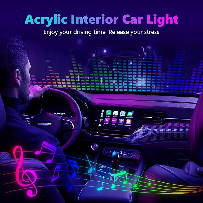 Acrylic Interior Car Light, AMKI Car LED Strip Light with APP Sub Control, Car Accessories Fiber Optic Car Ambient Light Kit with RGB Dreamcolor 22 in 1 and 175 inches 593 LEDs 213 DIY and Music Modes - Image 8