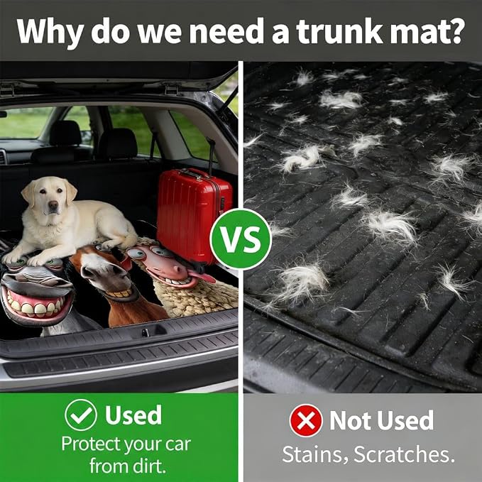Car Trunk Mat for SUV, 31"x47" Cute Funny Animal Cargo Liner Protector | All Weather Universal Cargo Liners for Dogs, Car Accessory for SUVs/Sedan/Wagons, Durable Non-Slip Washable Rear Cargo Mat - Image 4