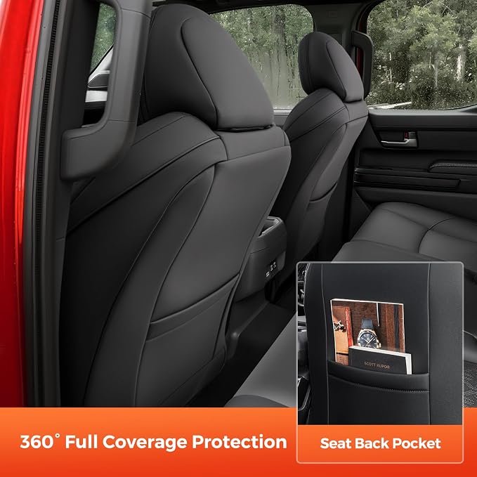 DiffCar® Seat Covers for Toyota Tacoma 2026 2025 2024 Double Cab(Gas Only), Front Seat & Console Covers Only, Faux Nappa Leather Custom Fit Car Protectors Accessories for Tacoma 4th Gen, Black Camo - Image 7