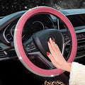 New Diamond Leather Steering Wheel Cover with Bling Crystal Rhinestones | Universal Fit 15 Inch Car Wheel Protector for Women Girls Pink by ChuLian