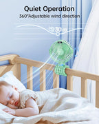 SWEETFULL Portable Stroller Fan with LED Display, 4 Speed Rechargeable Mini Clip On Fan, 360° Rotate Flexible Tripod Better Cooling Small Baby Fan for Car Seat Crib Travel Bike Treadmill (Green) - Image 4