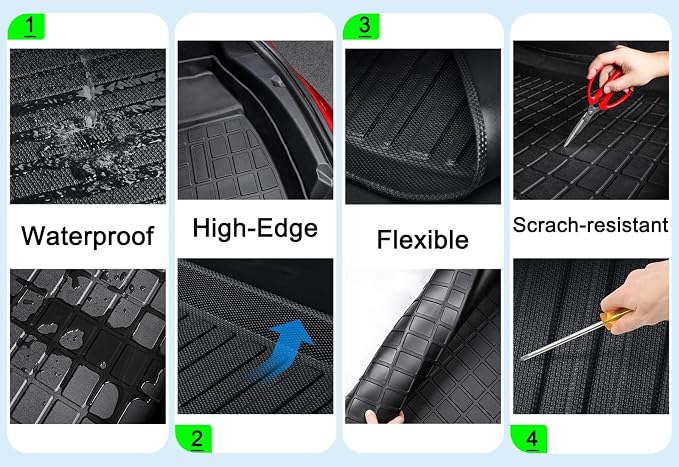 YQ Cargo Mats for 2016-2021 Honda Civic Sedan All Weather TPO Custom Fit | Sedan ONLY, Not for 2-Door/Hatchback, Fits 10th Gen, 3D Laser Scan Custom Fit, Waterproof Non-Slip Trunk Accessories - Image 4