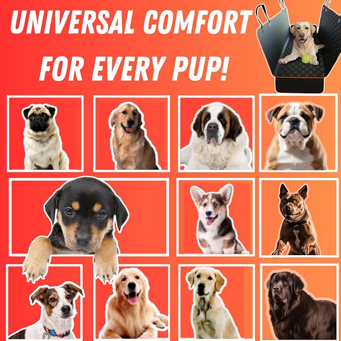 Doggie World Dog Car Seat Cover for Back Seat, Waterproof Dog Hammock | Durable Pet Car Seat Cover Backseat Protector for Cars & SUVs, Nonslip Scratchproof Rear Seat Cover Against Dirt, Fur - Image 6