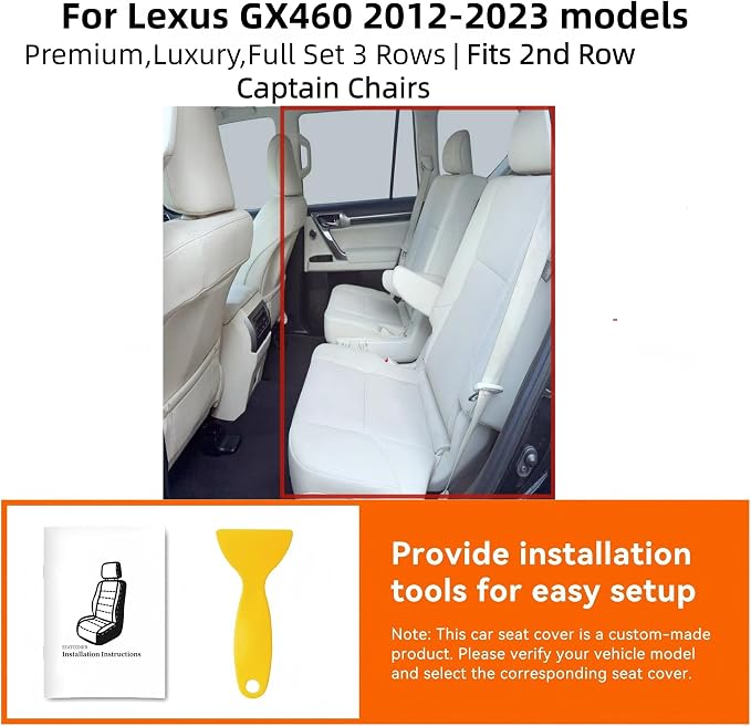 Ranaya Custom Fit Lexus Seat Covers for Lexus GX460 2012–2023 | for Base,Premium,Luxury,6-Passenger Full Set,(2nd Row Captain Chairs),Waterproof Leatherette, Pet & Kid Friendly,Burgundy - Image 3