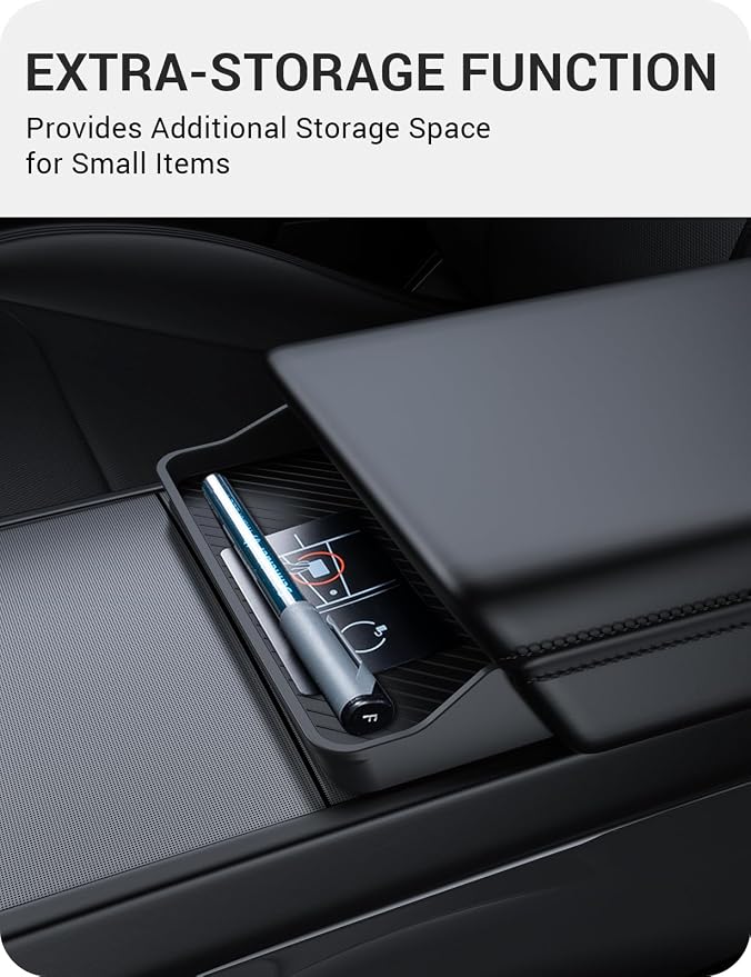 BASENOR Center Console Sunglasses Holder for 2026 Tesla Model Y/YL/Model 3 | Armrest Key Holder Storage Box for 2025 2026 Model Y Juniper & 2026 Model Y L & 2024 2025 2026 Tesla 3 Highland - Image 8